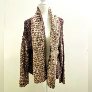 Anthropologie Moth Woodhouse Cardigan Marbled Chunky Knit Size XL EUC